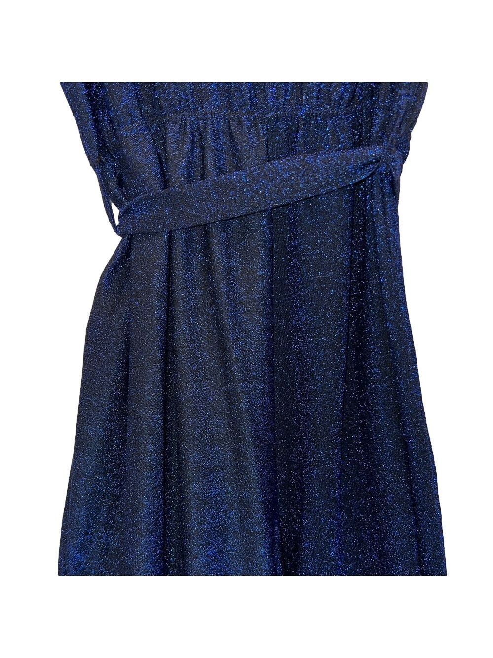 Bold & Chic Navy Blue “Sparkle”Sleeveless Jumpsuit, Plus Size 2X - Picture 9 of 10